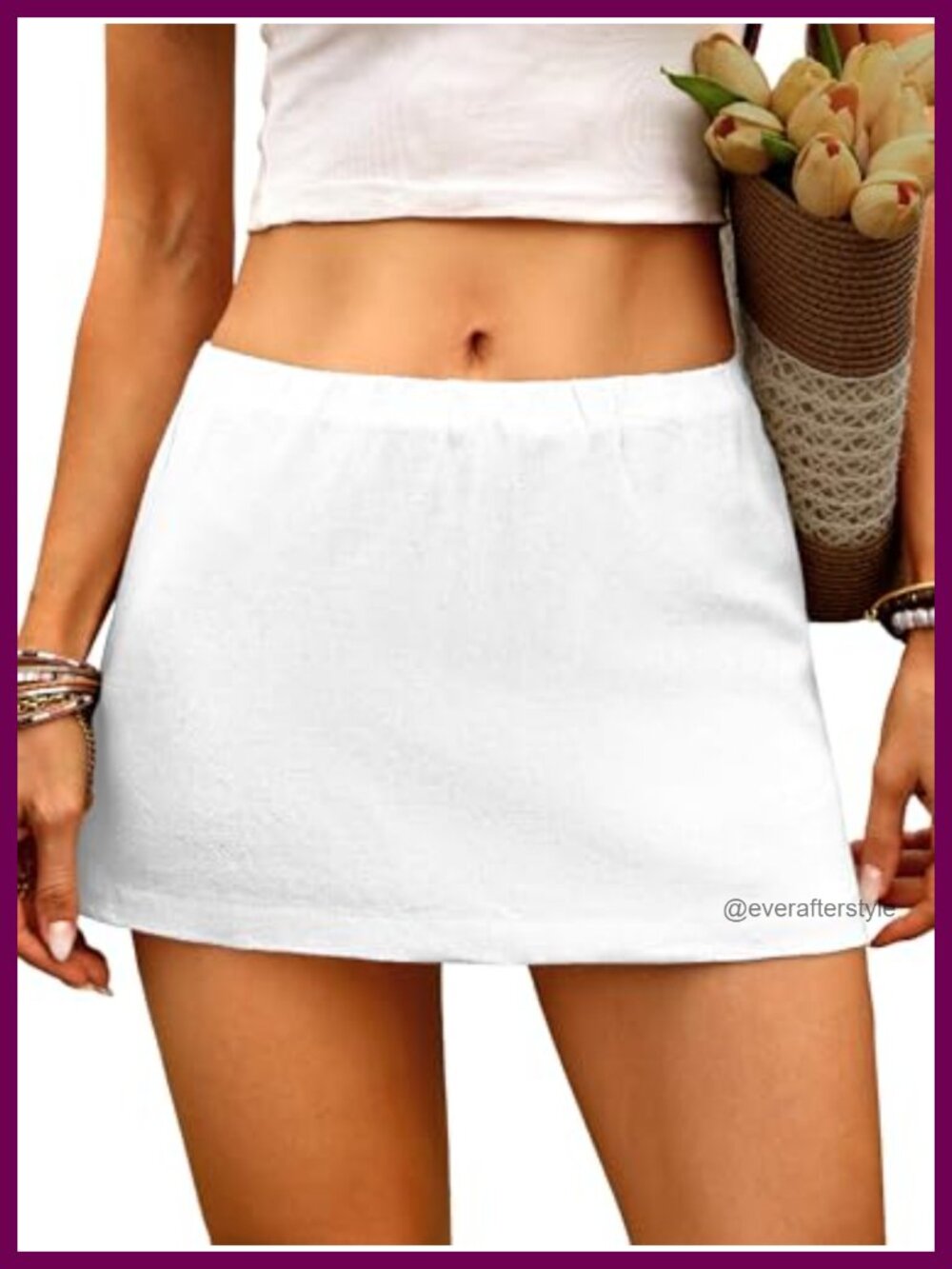 Women's Low Rise Cotton Linen Mini Skort with Built-In Shorts